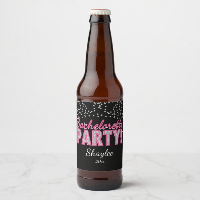 Pink Sparkle, Bachelorette Party Beer Bottle Label (Front)
