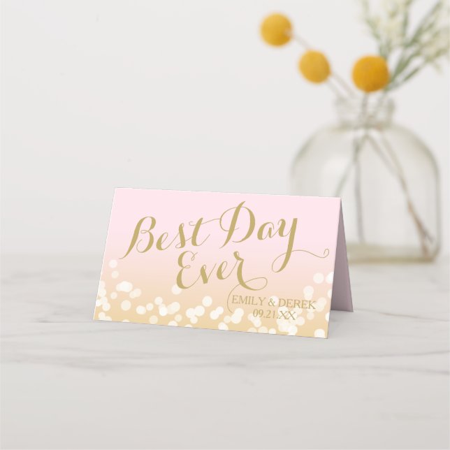 Pink Sparkle Bohek Place Card (Back)