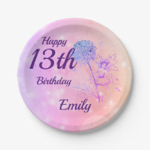 Pink Sparkle Fairy Girl 13th Birthday