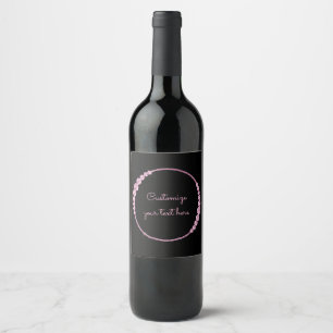 Pink Sparkle Gems Circle Custom Wine Label