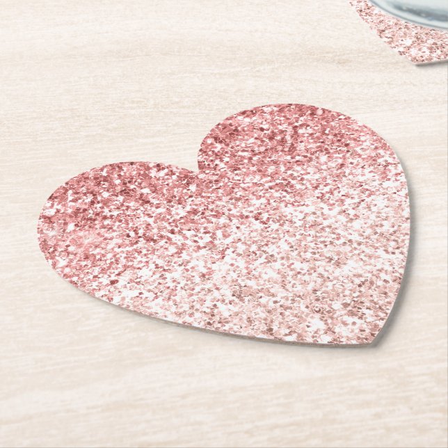 Pink Sparkle Girly Glitzy Glam Glitter Paper Coaster (Angled)
