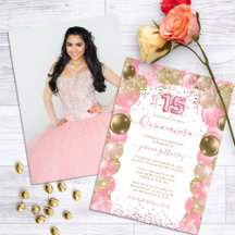 Pink Sparkle Glam Quinceañera Balloon Photo