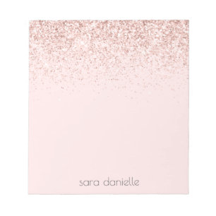 Pink Sparkle Glitter Confetti, Pink Personalised Notepad