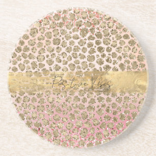 Pink Sparkle Gold Leopard Print       Coaster