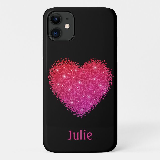 Pink Sparkle Heart Personalised Case-Mate iPhone Case (Back)
