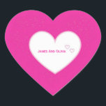 Pink Sparkle Heart Sticker. Sticker<br><div class="desc">This vibrant magenta heart-shaped sticker features a central white heart</div>