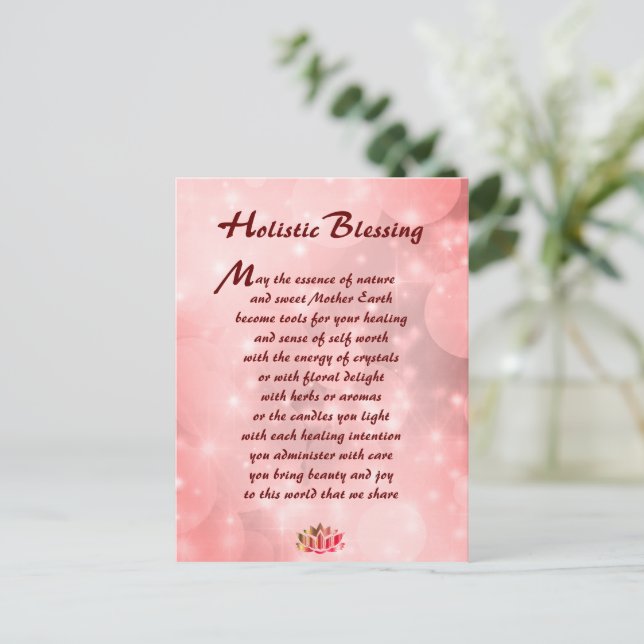 Pink Sparkle Holistic Blessing  Postcard (Standing Front)