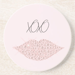 Pink Sparkle Lips XOXO Coaster