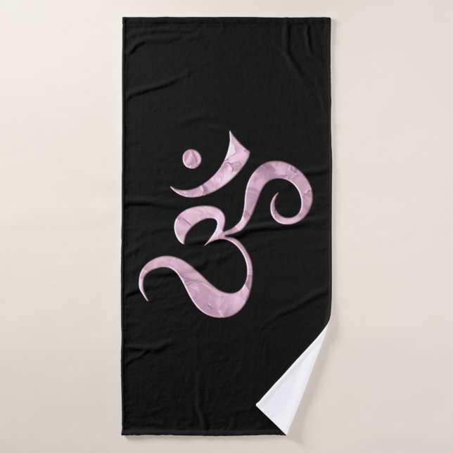 Pink Sparkle Om  Bath Towel (Bath Towel)