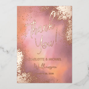 Pink Sparkle Photo Overlay Wedding Thank You