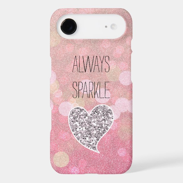 Pink Sparkle Silver Glitter Heart Case-Mate iPhone Case (Back)