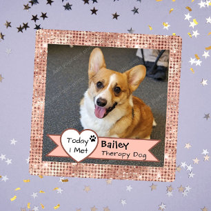 Pink Sparkle Therapy Dog Today I Met Visit Square Sticker