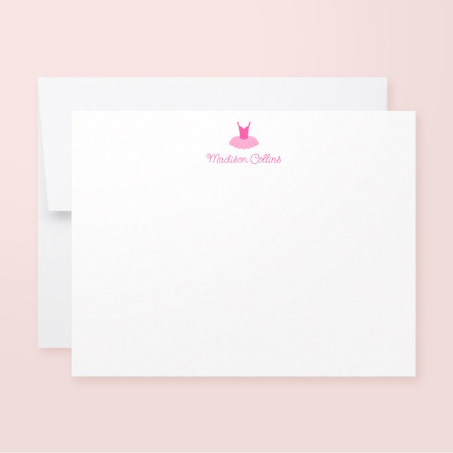 Pink Sparkle Tutu Girls Personalised Stationery Card (Creator Uploaded)