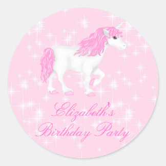 Pink Sparkle Unicorn Birthday Sticker