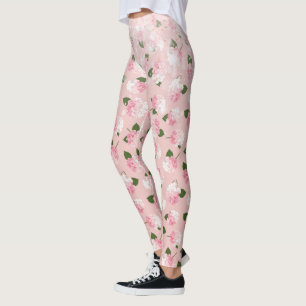 Pink Sparkle Vintage Garden Blossoms Leggings