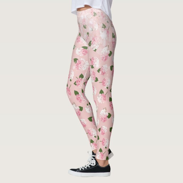Pink Sparkle Vintage Garden Blossoms Leggings (Left)