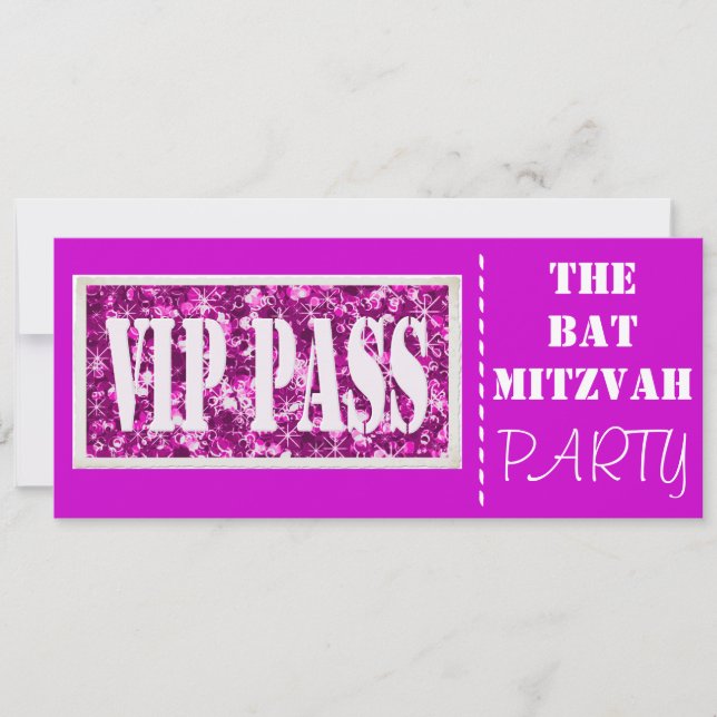 Pink sparkle VIP Bat Mitzvah party Invitation (Front)