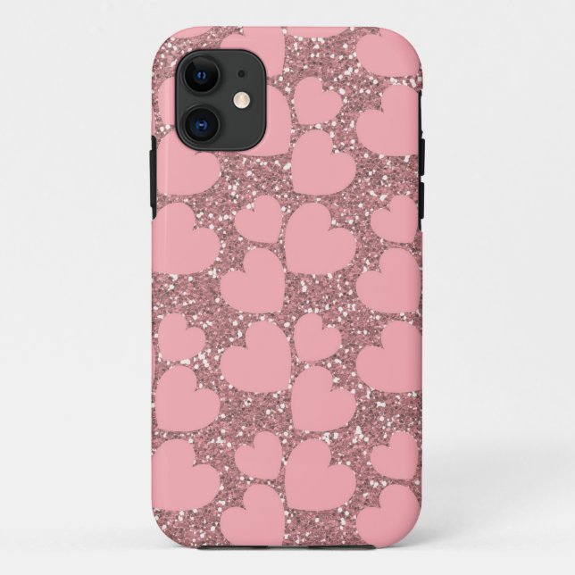 Pink Sparkle with Hearts Case-Mate iPhone Case (Back)
