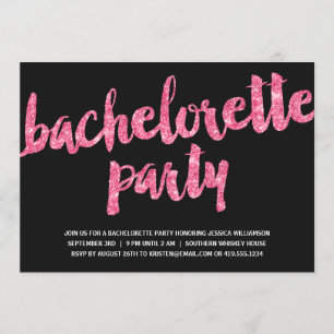 Pink Sparkles Glitter Look Bachelorette Party Invitation