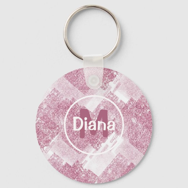 Pink sparkles on white. key ring (Front)