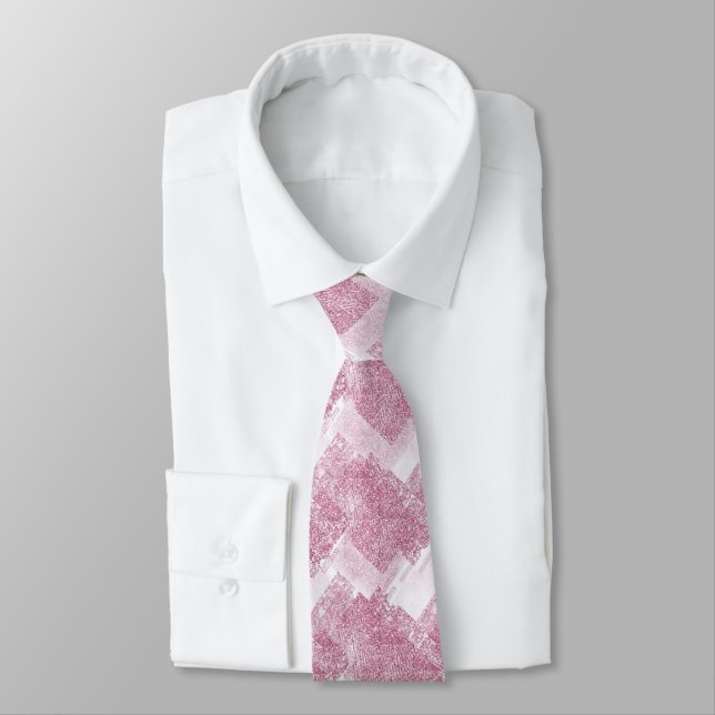Pink sparkles on white. tie (Tied)