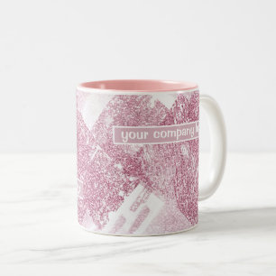 Pink sparkles on white. Two-Tone coffee mug