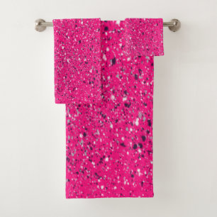 Pink Sparkles Terrazzo Print Bath Towel Set
