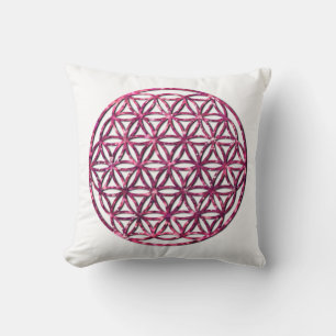 Pink Sparkling Flower of Life image Cushion