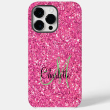 Pink sparkling glitter monogrammed