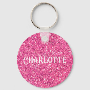 Pink sparkling glitter pattern    keychain
