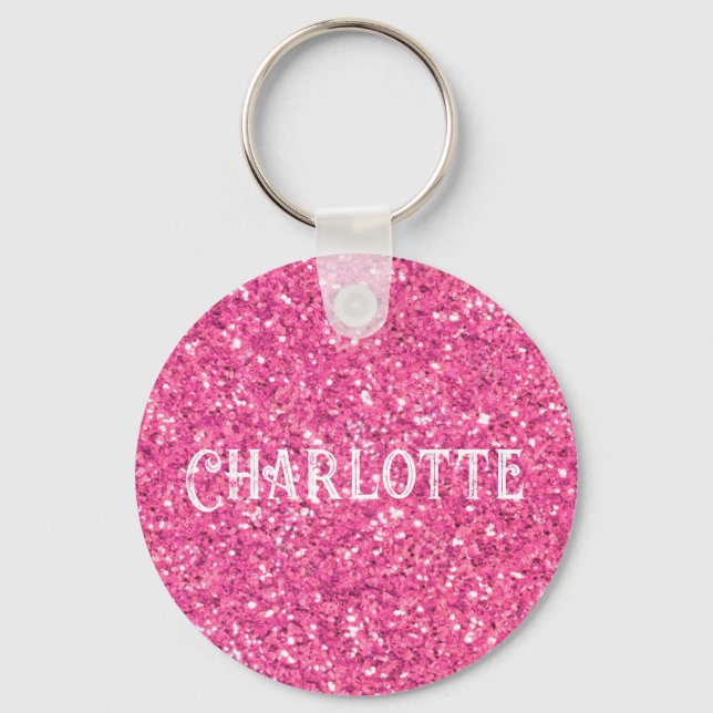 Pink sparkling glitter pattern    keychain (Front)
