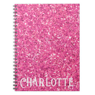 Pink sparkling glitter pattern notebook