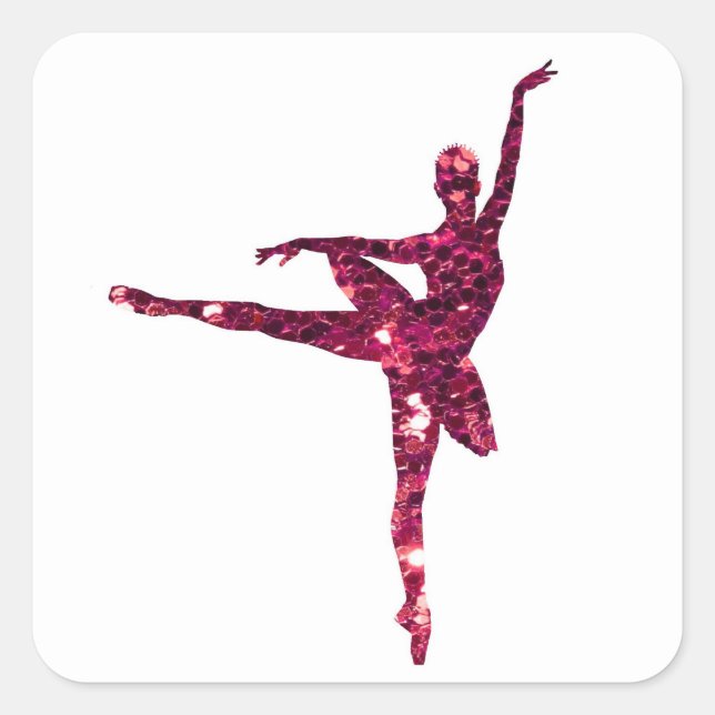 Pink Sparkly Ballerina Square Sticker (Front)