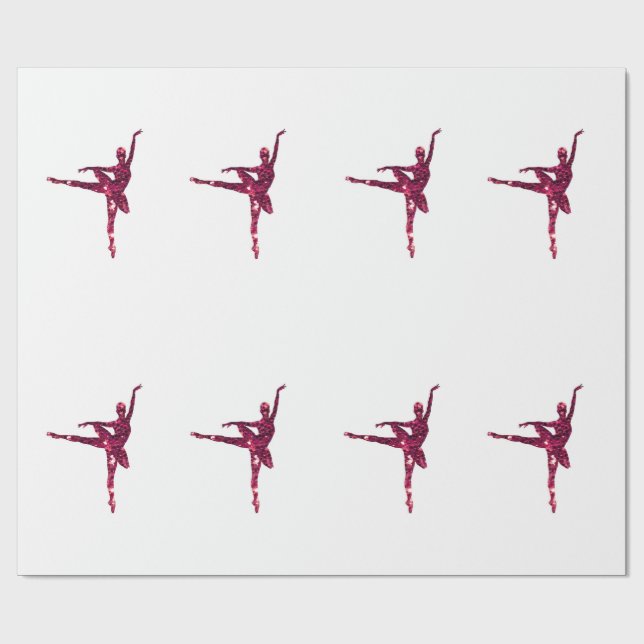 Pink Sparkly Ballerinas Wrapping Paper (Flat)