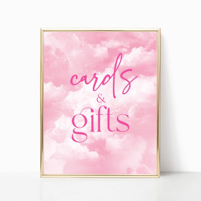 Pink Sparkly Clouds Cards & Gifts Sign (Creator Uploaded)