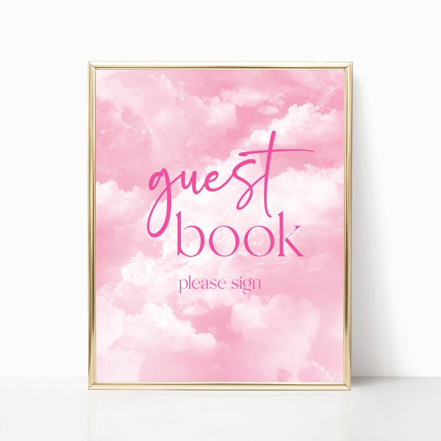 Pink Sparkly Clouds Guest Book Sign (Creator Uploaded)