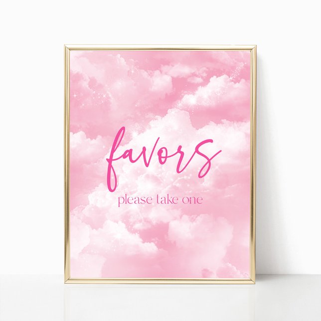 Pink Sparkly Clouds Party Favours Sign (Creator Uploaded)