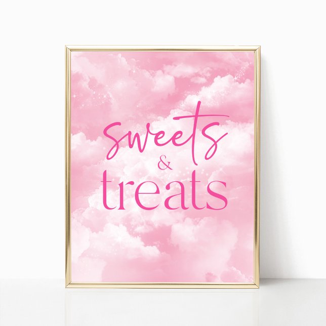 Pink Sparkly Clouds Sweets & Treats Sign (Creator Uploaded)