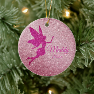 Pink Sparkly Fairy Ornament Personalized Gift
