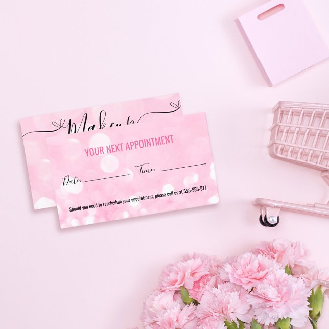 Pink Sparkly Makeup Artist Glamour Bokeh Sequin  Business Card (Creator Uploaded)