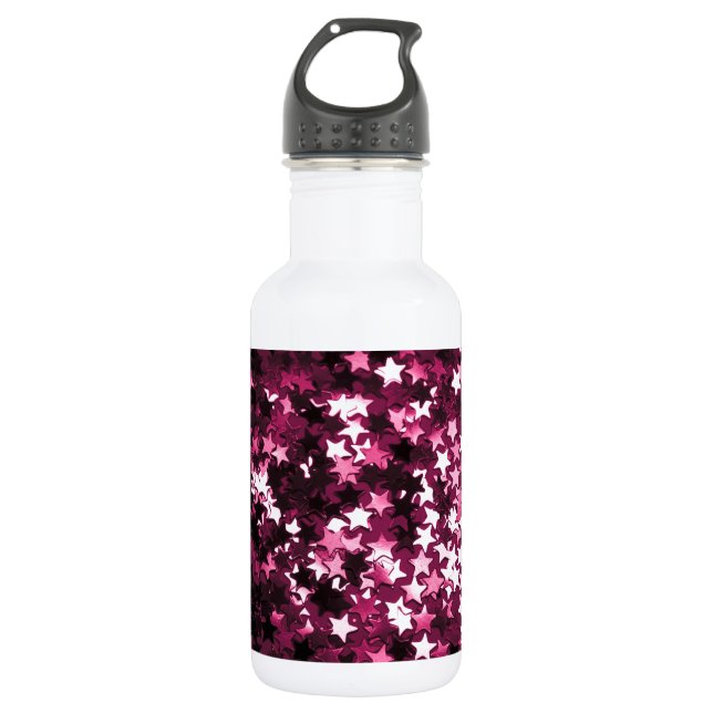 Pink Sparkly Stars 532 Ml Water Bottle (Front)