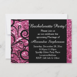 Pink Sparkly Swirl Bachelorette Party Invitation