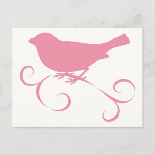 Pink Sparrow with Ribbon Postcard