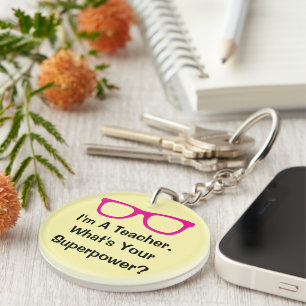 Pink spectacles funny teacher keychain gift