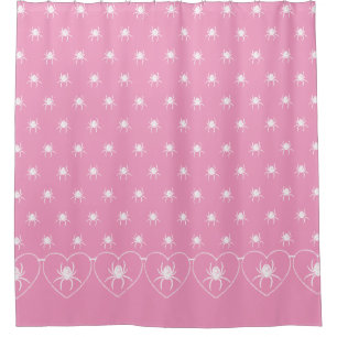 Pink Spider Heart Border Shower Curtain