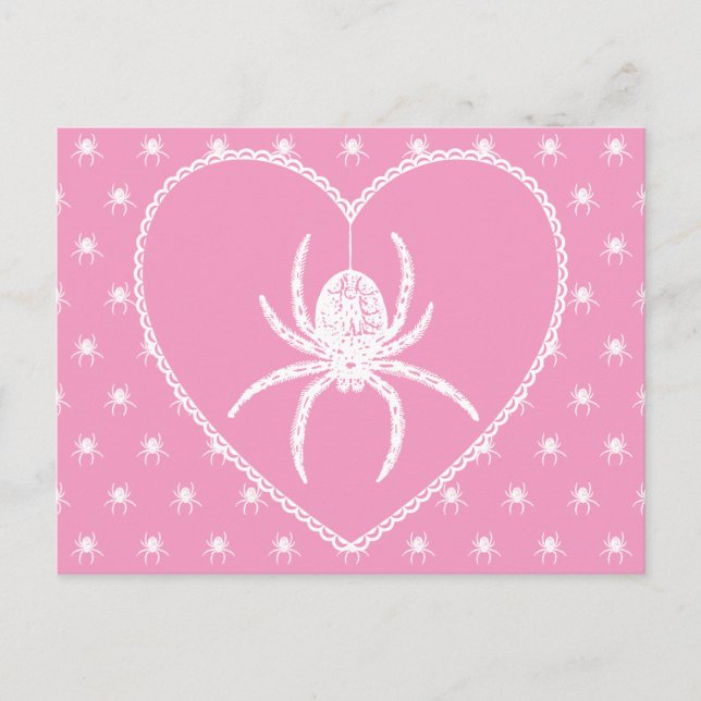 Pink Spider Heart Postcard (Front)