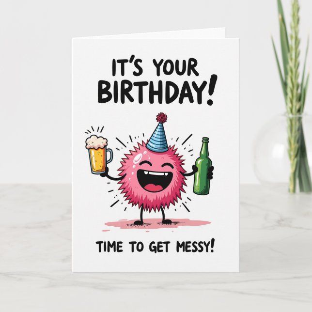 Pink Spiky Birthday Card (Front)