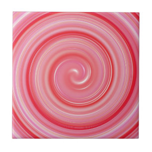 Pink Spiral Abstract Pattern Ceramic Tile