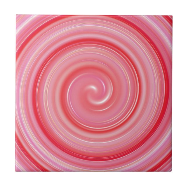 Pink Spiral Abstract Pattern Ceramic Tile (Front)