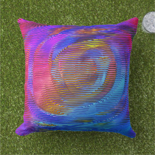 Pink spiral rainbow with relief and messy stripes cushion